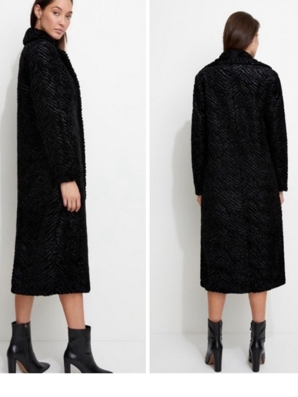 Unreal Fur Stardust Velvet Coat in Jetset Black Sz Medium